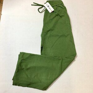 KICZOY Women  Wide-Leg Drawstring Casual Pants , Green. XS Size